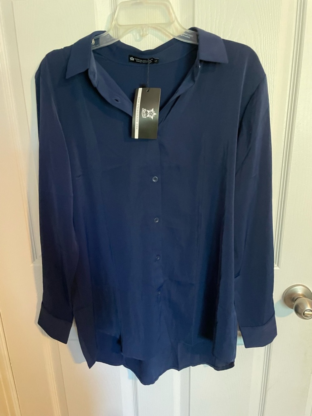 Women’s Classic Navy Button-Down Shirt - Long Sleeve